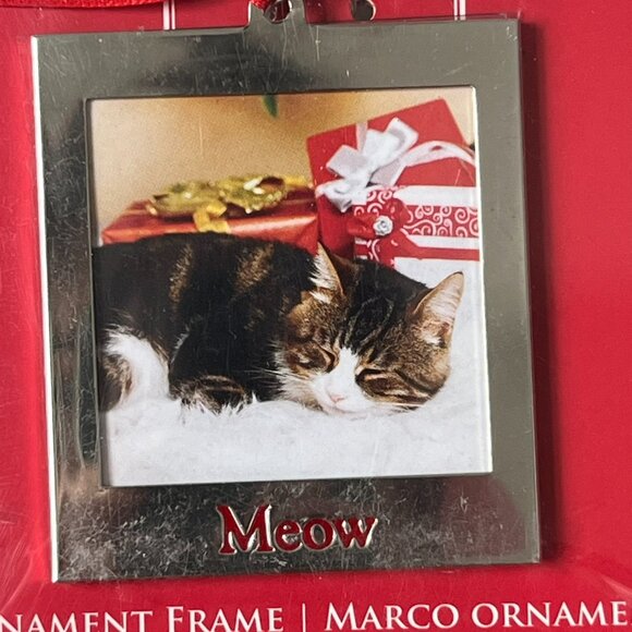 Lenox Holiday Lenox Meow Cat Photo Christmas Ornament Unused Silver